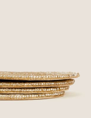 

M&S Collection Juego de 4 posavasos con abalorios - Mezcla De Tonos Dorados, Mezcla De Tonos Dorados