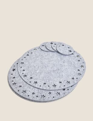 

Set of 8 Felt Placemats and Coasters - Grey, Grey