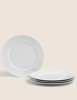 M&S Set of 4 Maxim Dinner Plates - White, White