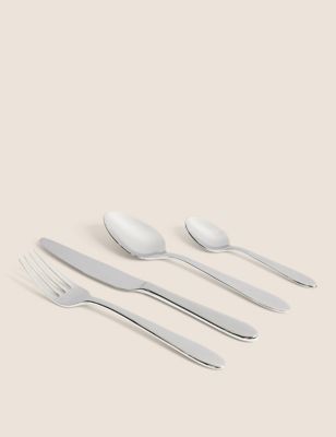 M&S Collection 24 Piece Maxim Cutlery Set - Silver, Silver