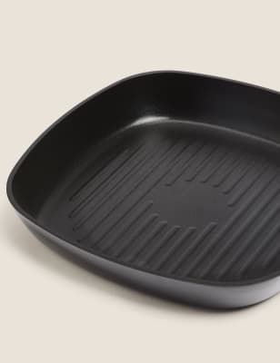 

M&S Collection Black Aluminium 26cm Large Non-Stick Griddle Pan, Black