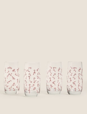 

Juego de 4 vasos de trago largo con diseño de bastón de caramelo - Mezcla De Rojos, Mezcla De Rojos