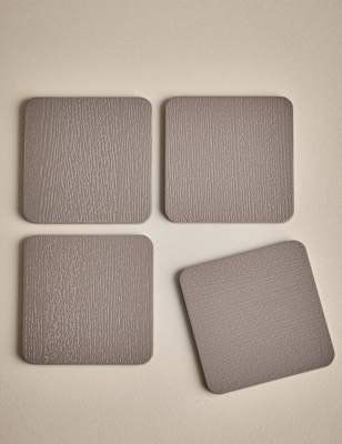 

M&S Collection Set of 4 Square Wooden Coasters - Grey, Grey