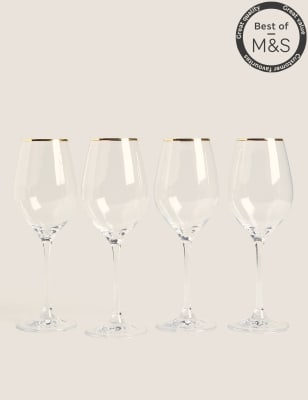 

M&S Collection Maxim - Juego de 4 copas de vino blanco con ribete dorado - Mezcla De Tonos Dorados, Mezcla De Tonos Dorados