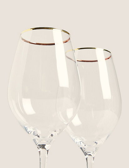 Set of 4 Maxim Gold Rim White Wine Glasses