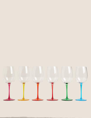 

M&S Collection Juego de 6 copas de vino en varios colores - Multicolor, Multicolor