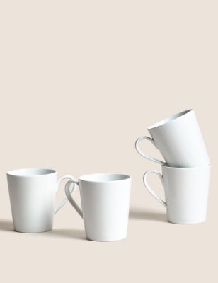 M&S Set of 4 Maxim Mugs - White, White