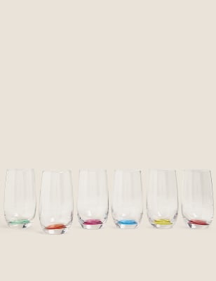 

M&S Collection Juego de 6 vasos de trago largo de varios colores - Multicolor, Multicolor