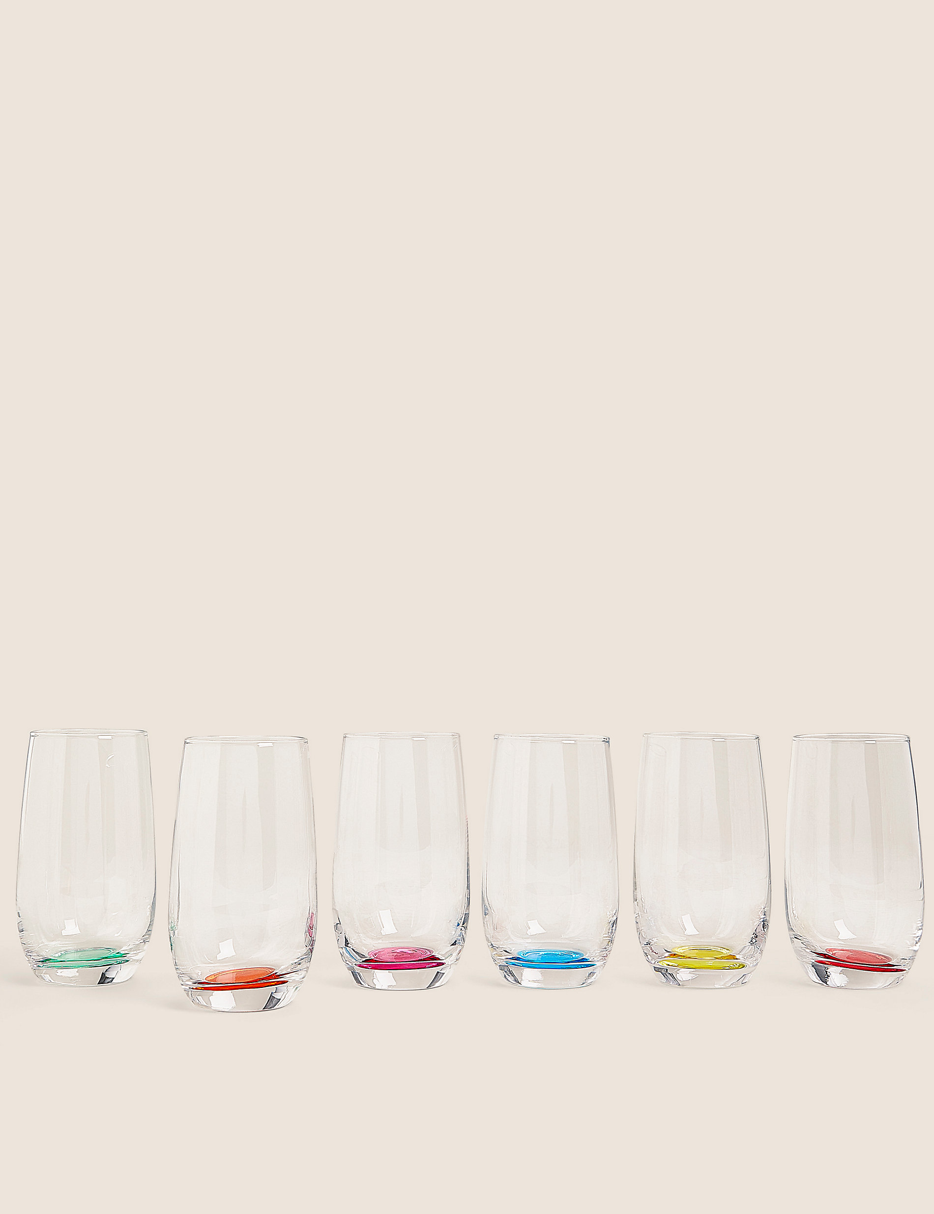 Set of 6 Multicoloured Highball Glasses