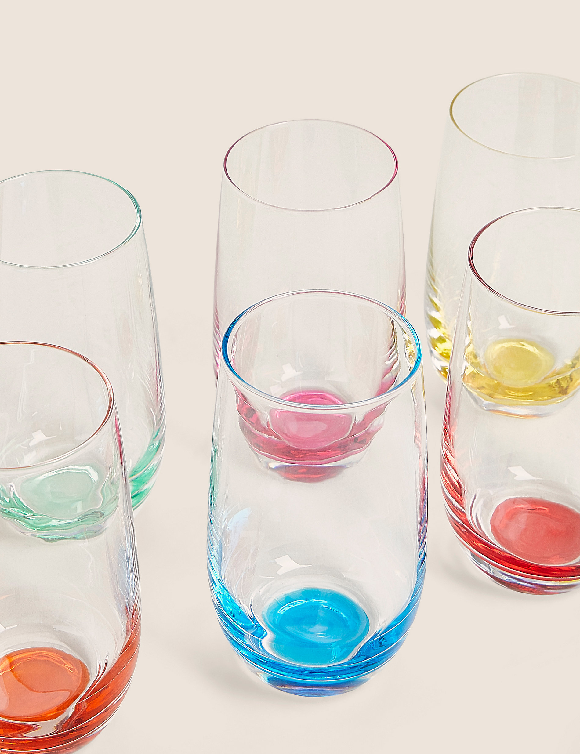 Set of 6 Multicoloured Highball Glasses