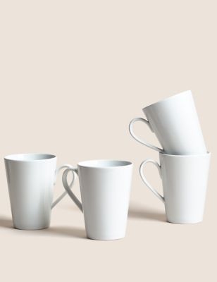 M&S Set of 4 Maxim Latte Mugs - White, White