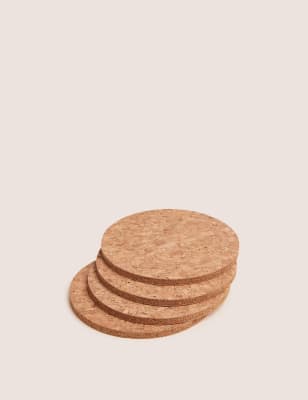 Set of 4 Round Cork Coasters