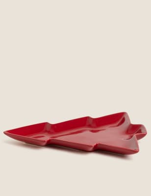 

M&S Collection Kleine Weihnachtsbaum-Servierplatte - Rot, Rot