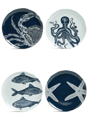 Set of 4 Nautical Dinner Plates | M&S