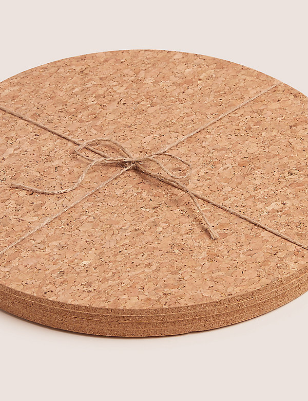 Set of 4 Round Cork Placemats