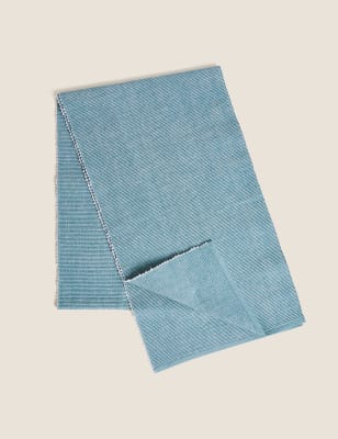 

M&S Collection Cotton Rich Ribbed Table Runner - Blue, Blue