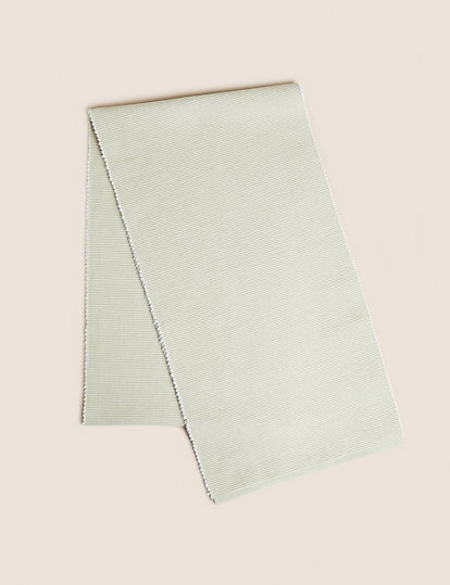 M&S Collection Cotton Rich Ribbed Table Runner - 1Size - Light Natural, Light Natural