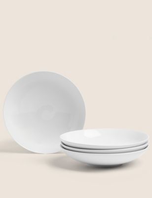 M&S Set of 4 Maxim Coupe Pasta Bowls - White, White