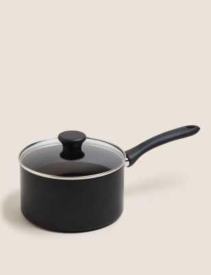 

M&S Collection Black Aluminium 20cm Non-Stick Saucepan, Black