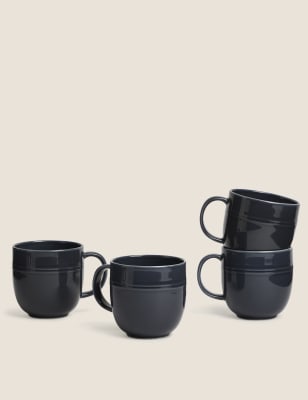 

M&S Collection Marlowe - Juego de 4 tazas - Gris Oscuro, Gris Oscuro