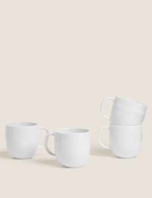 

M&S Collection Set of 4 Marlowe Mugs - White, White