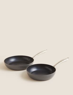 

M&S Collection 2 Piece Hard Anodised Frying Pan Set - Black Mix, Black Mix