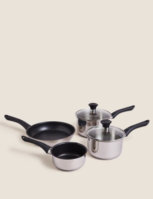 4 Piece Stainless Steel Pan Set