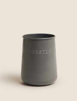 M&S Collection Powder Coated Utensil Jar - Charcoal, Charcoal