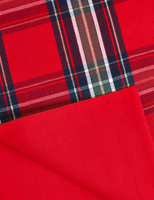 

M&S Collection Camino de mesa de algodón de Navidad con diseño de cuadros escoceses - Multicolor, Multicolor