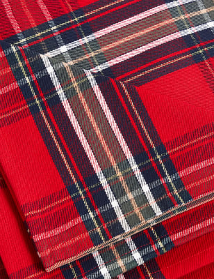

M&S Collection Set of 4 Christmas Tartan Napkins - Multi, Multi