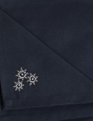 

M&S Collection Set of 4 Pure Cotton Christmas Star Napkins - Navy, Navy