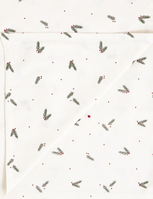 

M&S Collection Pure Cotton Christmas Holly Tablecloth - Multi, Multi