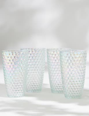 Lot de 4 verres hauts pour pique-nique, effet brillant - Perle