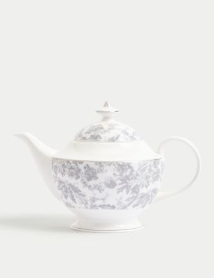 M&S The Collection Floral Teapot - Grey, Grey