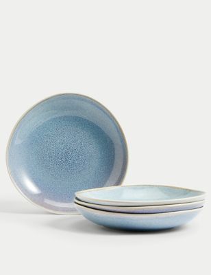 M&S Set of 4 Argo Pasta Bowls - Blue, Blue,Natural