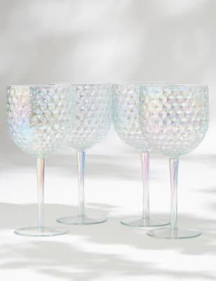 Lot de 4&amp;nbsp;verres &agrave; vin pour pique-nique, effet brillant