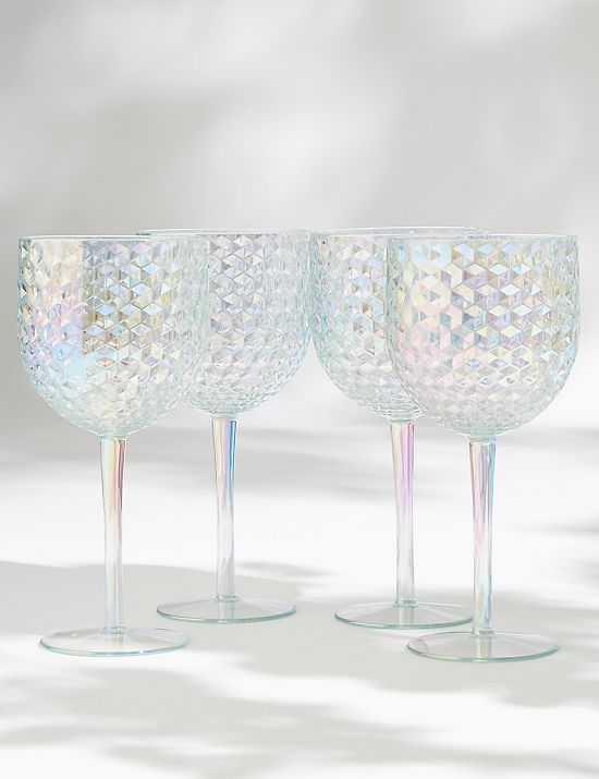 Set of 4 Lustre Picnic Wine Glasses