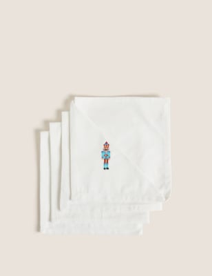 

Set of 4 Embroidered Nutcracker Napkins - Multi, Multi