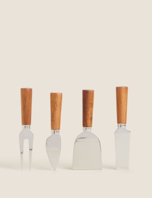 

M&S Collection Set of 4 Cheese Knives - Brown Mix, Brown Mix