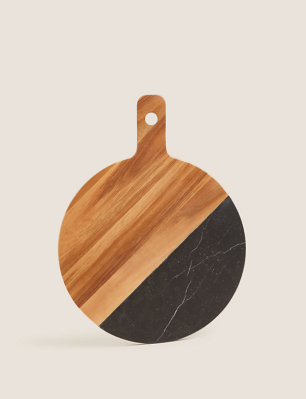Planche ronde en bois à motif marbré - CA