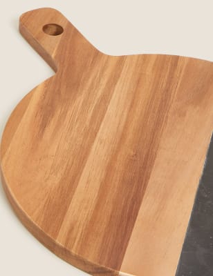 

M&S Collection Tabla redonda de madera y mármol - Mezcla De Tonos Negros, Mezcla De Tonos Negros