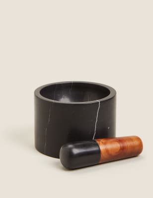 

M&S Collection Marble Pestle and Mortar - Black Mix, Black Mix