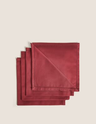 

Set of 4 Cotton Rich Sateen Napkins - Claret, Claret