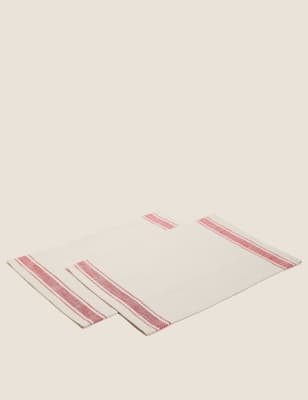 

Set of 2 Pure Cotton Striped Placemats - Red Mix, Red Mix