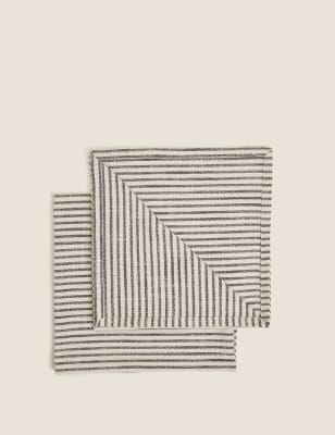 

Set of 2 Pure Cotton Striped Napkins - Black Mix, Black Mix