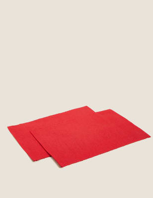 

Set of 2 Woven Metallic Placemats - Red, Red