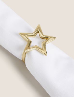 M&S Collection Set of 4 Star Napkin Rings - Gold