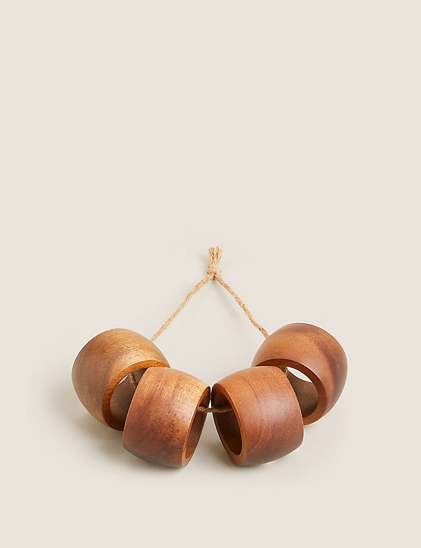 Set of 4 Wooden Napkin Rings - MN