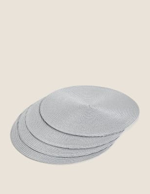 

Set mit 4 runden Platzmatten aus Webmaterial - Grau, Grau