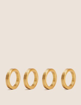 M&S Set of 4 Metallic Napkin Rings - Gold, Gold